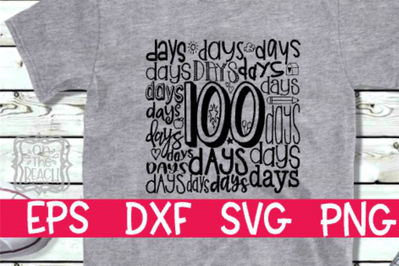 100 Days of School - Word Art - SVG
