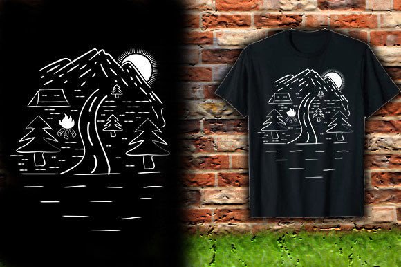 CAMPING LINE ART TSHIRT DESIGN Converte