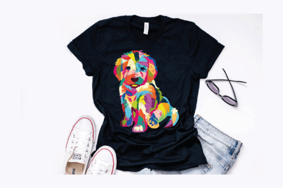 Colorful Pop Art Golden Retriever Design Graphics