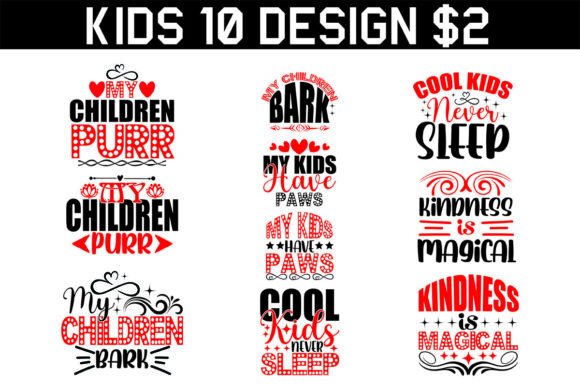 Kids T-Shirt Design Bundle: Graphics for Real T-Shirt Designs