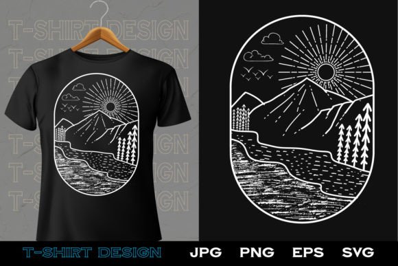 Line Art Adventure T-Shirt Design Graphics